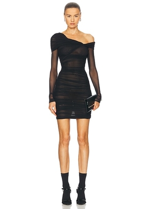 Mugler One Shoulder Mini Dress in Black - Black. Size 36 (also in ).