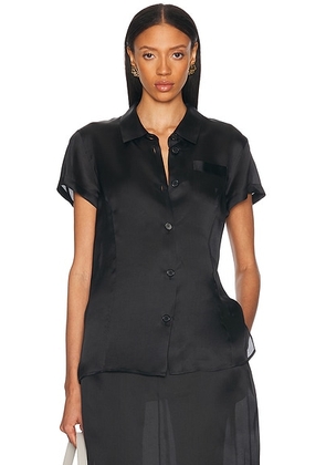 KHAITE Keefe Satin Top in Black - Black. Size M (also in S).