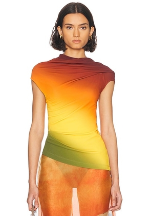 Monse Off Shoulder Jersey Top in Multi - Rust. Size 0 (also in 6).