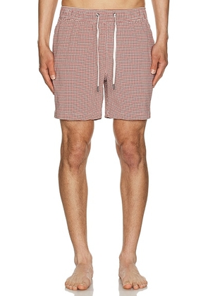 Onia Charles 7 Swim Trunk in Brick & White - Red. Size M (also in ).