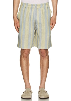 OAS Mist Strata Nicola Linen Shorts in Multi - Blue,Yellow. Size L (also in S).