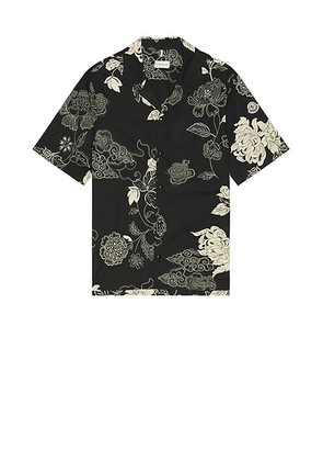 Moncler Short Sleeve Shirt in Black in Navy - Black. Size L (also in S).