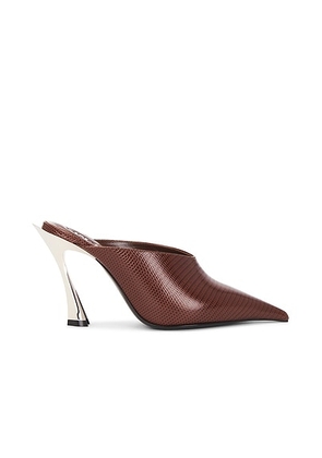 Mugler Leather Mule in Brown - Brown. Size 36 (also in 38.5, 39.5).