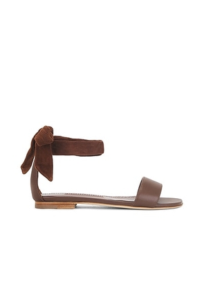 Manolo Blahnik Chastana 10 Flat in Dark Brown - Black. Size 36 (also in 36.5, 39, 40).