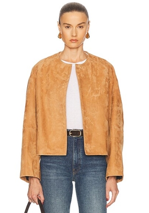 NOUR HAMMOUR Mira Jacket in Beige Suede - Brown. Size 36 (also in 38, 40, 42).