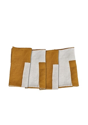 Misette Linen Embroidered Napkins Set Of 4 in Amber - Orange. Size all.