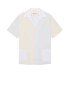 Maison Margiela Short-Sleeved Shirt in White  Cream  & Light Blue - White. Size 48 (also in ).
