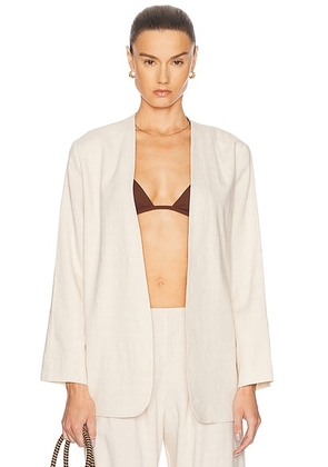 LESET Belle Collarless Blazer in Oat - Neutral. Size M (also in XS).
