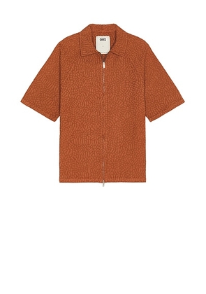 OAS Terracotta Turleo Zack Full Zip Shirt in Red - Brick. Size L (also in M, S).