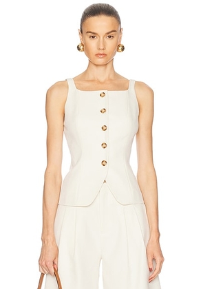 NICHOLAS Square Neck Button Through Top in Ivory - Ivory. Size 0 (also in 10, 4, 8).