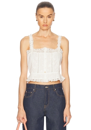LoveShackFancy Vietta Cami Top in White - White. Size L (also in ).