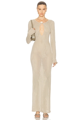 Mirror Palais Rose Pointelle Knit Dress in Grey Brown in Kitten Grey - Brown. Size L (also in M, S, XS).