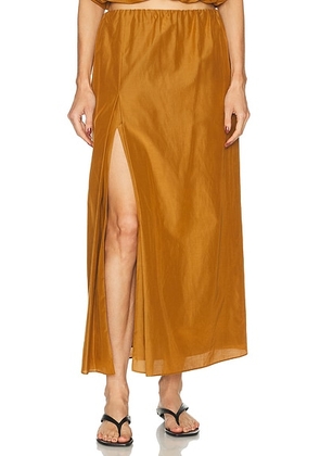 Loulou de Saison Carmen Long Gathered Skirt in Ocher - Burnt Orange. Size L (also in M, S, XS).