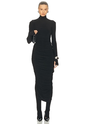 Norma Kamali Long Sleeve Turtleneck Strapless Diana Gown in Black - Black. Size L (also in M, S, XS).