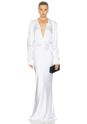 Norma Kamali Super Oversized Boyfriend Shirt Gown in Snow White - White. Size S (also in ).