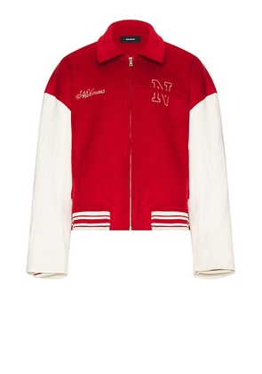 Nahmias Varsity Oversized Bomber in Cherry - Red. Size XL/1X (also in ).