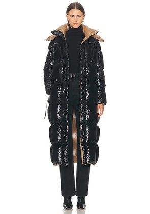 Moncler Parnaiba Long Coat in Black - Black. Size 2/M (also in 3/L).