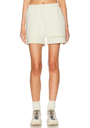 Museum of Peace and Quiet Billboard Sweatshorts in Bone - Ivory. Size L (also in M, XL/1X, XS).