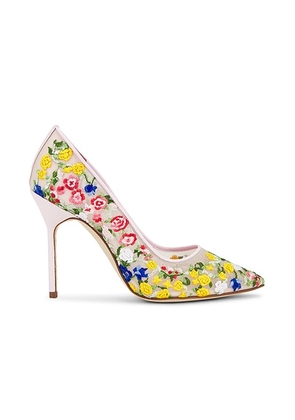 Manolo Blahnik Jardino 105 Pump in Multi - Yellow. Size 36 (also in ).