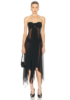 Norma Kamali Convertible Combo Midcalf Dress in Black & Black Mesh - Black. Size M (also in L, S, XS).