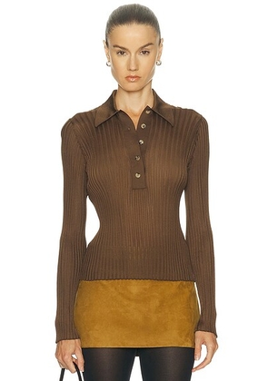 KHAITE Vin Top in Bark - Brown. Size L (also in ).