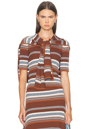Monse Striped Jacquard Top & Scarf in Brown Multi - Brown. Size L (also in XS).