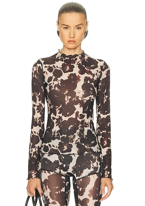 KNWLS Halcyon Top in Rose - Black,Cream. Size L (also in M, S).