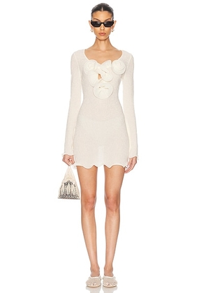 Magda Butrym Long Sleeve Mini Dress in Cream - Cream. Size 40 (also in ).