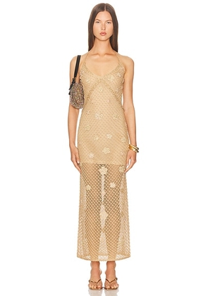 LoveShackFancy Vreya Dress in Sunburst - Metallic Gold. Size L (also in M, S).