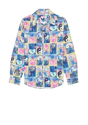 Martine Rose Classic Shirt in Blue Hearts - Blue. Size L (also in M, S, XL/1X).