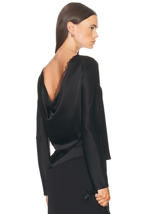 LESET Barb Lace Low Back Top in Black - Black. Size L (also in S).