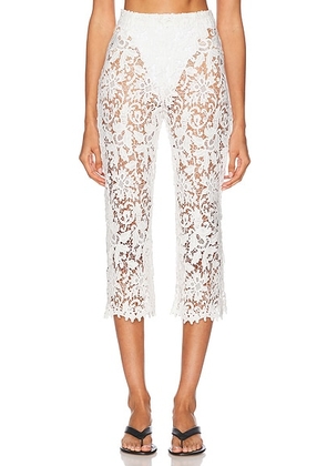 La Porte Gabrielle Lace Capri Pant in White Lace - White. Size L (also in ).