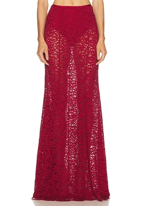 L'Academie by Marianna Zelie Maxi Skirt in Burgundy - Burgundy. Size L (also in M, S, XL, XS, XXS).