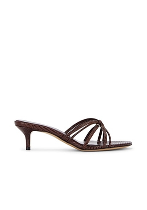 LE MONDE BÉRYL Kitten Heel Strappy 50 Sandal in Bruciato - Chocolate. Size 36 (also in 36.5, 37, 37.5).