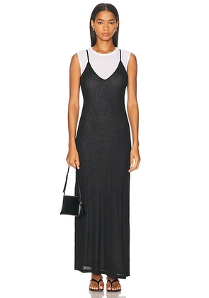 LESET Rozzi V Neck Muscle Maxi Dress in Black - Black. Size L (also in M, S, XS).