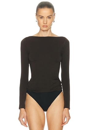 KYE Recline Bateau Long Sleeve Top in Espresso - Brown. Size 1 (also in 2, 3, 4).