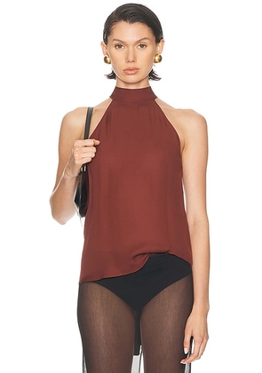 NILI LOTAN Alla Halterneck Top in Burgundy - Rust. Size 0 (also in 8).