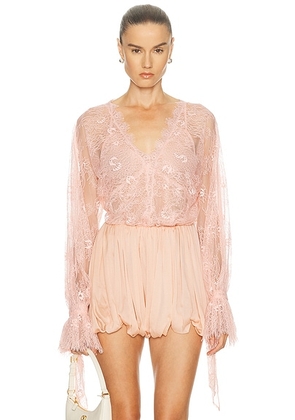 LoveShackFancy Kath Top in Sandstone - Pink. Size L (also in M, S).