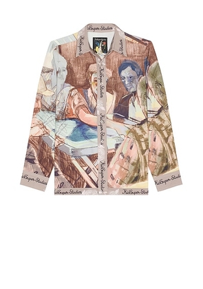 KidSuper Dominos Printed Button Up Shirt in Multi - Brown. Size M (also in ).