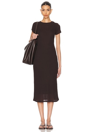 LESET Rozzi Double Layer Tee Dress in Chocolate - Chocolate. Size L (also in S).