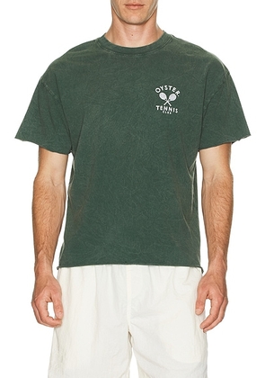 Oyster Court Undone Edge T-Shirt in Forest Green - Green. Size L (also in M, S).