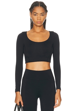 NORBA Long Sleeve Crop Top in Black - Black. Size L (also in S, XS).