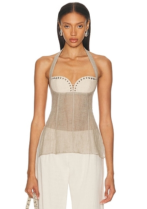 Ludovic de Saint Sernin Robin Halter Top in Greige - Neutral. Size M (also in ).