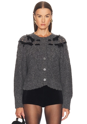 LoveShackFancy Clementian Cardigan in Dark Grey Melange - Grey. Size L (also in M, S, XS).