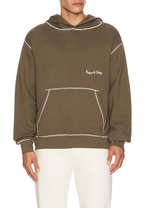 Museum of Peace and Quiet Wordmark Reverse Stitched Hoodie in Brown - Brown. Size L (also in M, S, XL/1X).