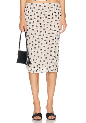 LPA Carla Skirt in Cream And Black Dot - White,Black. Size L (also in M, S, XS, XXS).