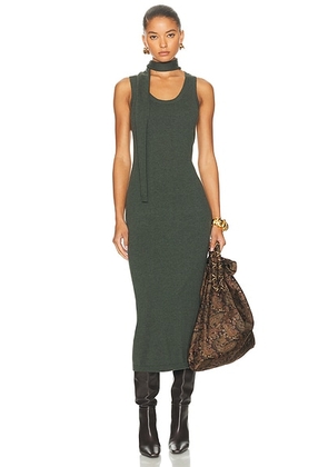 MATTHEW BRUCH Scarf Tank Midi Dress in Forest Knit - Dark Green. Size L (also in S, XS).