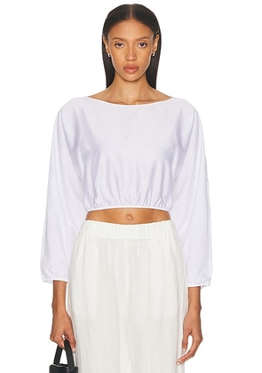 LESET Yoko Long Sleeve Blouson Top in White - White. Size L (also in ).