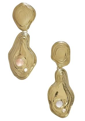 Leigh Miller Lava Drop Earrings in Brass  Chalcedony  Moonstone  & Sunstone - Metallic Silver. Size all.
