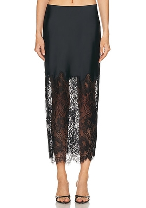 LoveShackFancy Ilene Skirt in Black - Black. Size L (also in S).